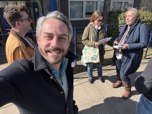 Sam Merullo on the campaign trail