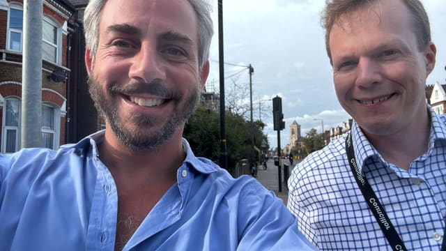 Sam Merullo on the campaign trail